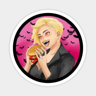 Cute Vampire Girl eating hamburger Magnet