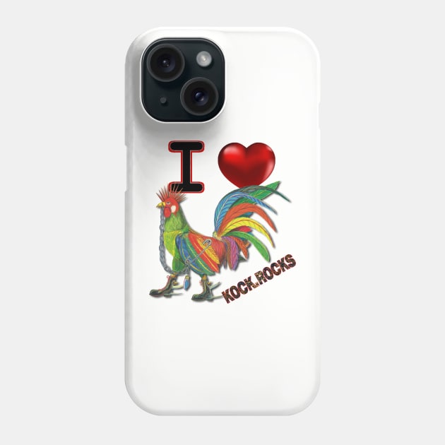 KOCK.rocks I Luv KOCK Phone Case by AJ Leibengeist