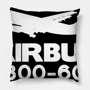 Airbus A300-600 Silhouette Print (White) Pillow