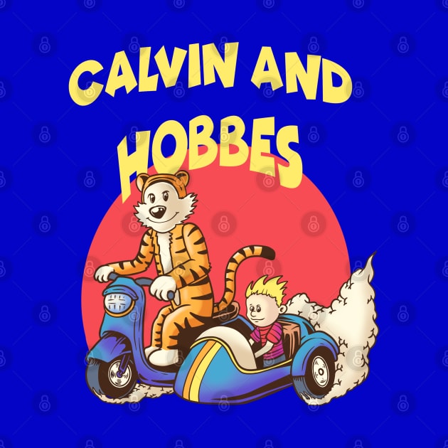 calvin and hobbes riding sidecar motorbike by inhistime5783