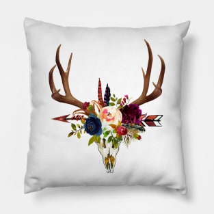 Boho Skull+Antlers Pillow