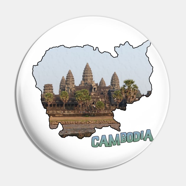 Cambodia Outline with Angkor Wat Pin by gorff