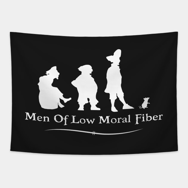 Men of Low Moral Fiber (white on black) Tapestry by menoflowmoralfiber