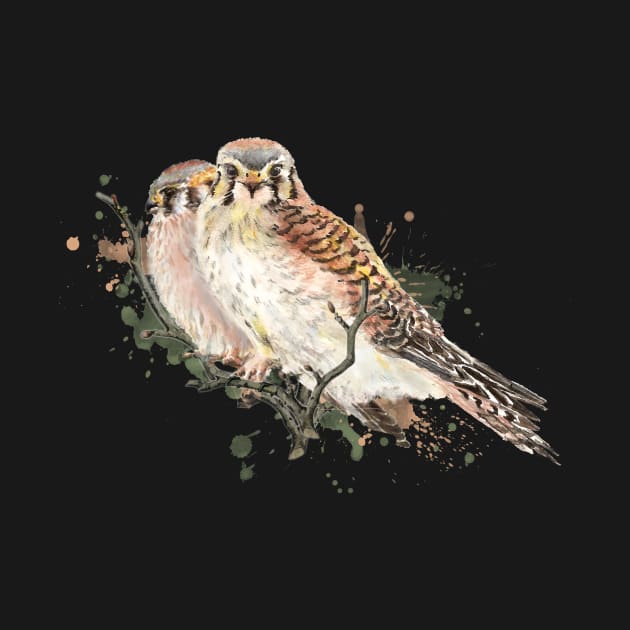 Watercolor Kestrel Sparrow Hawk Birds by Country Mouse Studio