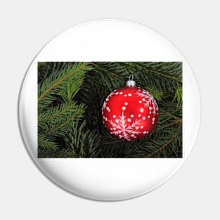 Red Christmas Ornament With Snow Pattern Pin