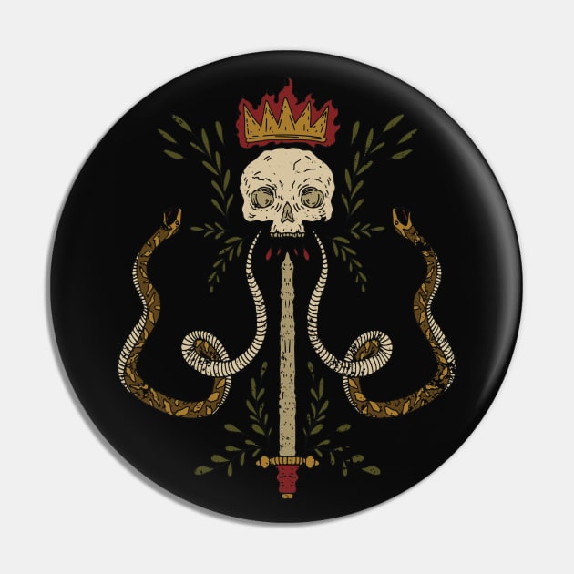 Skull Warrior Zombie with Snakes and Sword Pin by XOZ