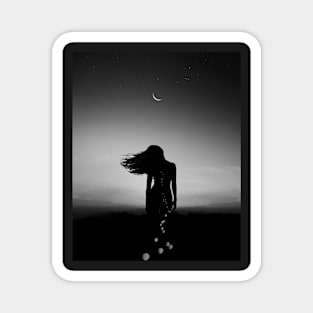 Woman, Girl, Moon print, Fashion art, Fashion print, Scandinavian art, Modern art, Wall art, Print, Minimalistic, Modern Magnet