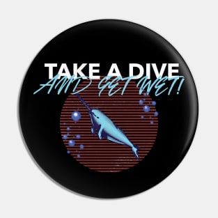 Take A Dive And Get Wet! Funny Narwhal Diving Pin