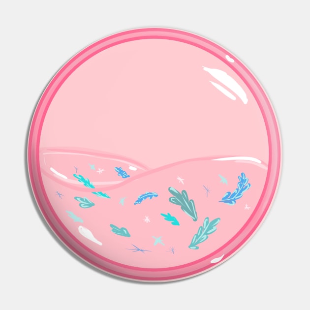 Cute Pink Leaf Tea Bubble Pin by JulyLix