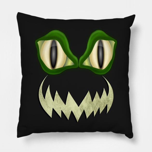 Halloween Gifts, Funny, Scary Monster Face Graphic Art Trick or Treat Fun Gifts Pillow by tamdevo1