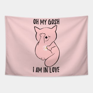 Valentines day -  I am in love -  funny cat Tapestry