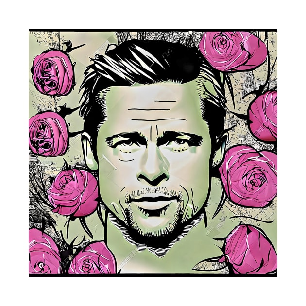 Face of Brad with roses by bogfl