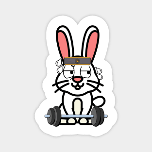 Cute white rabbit is exercising Magnet