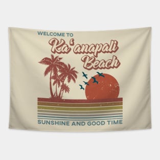 Ka'anapali Beach - Ka'anapali Beach Retro Sunset Tapestry