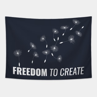 Freedom to create flying white dandelions Tapestry