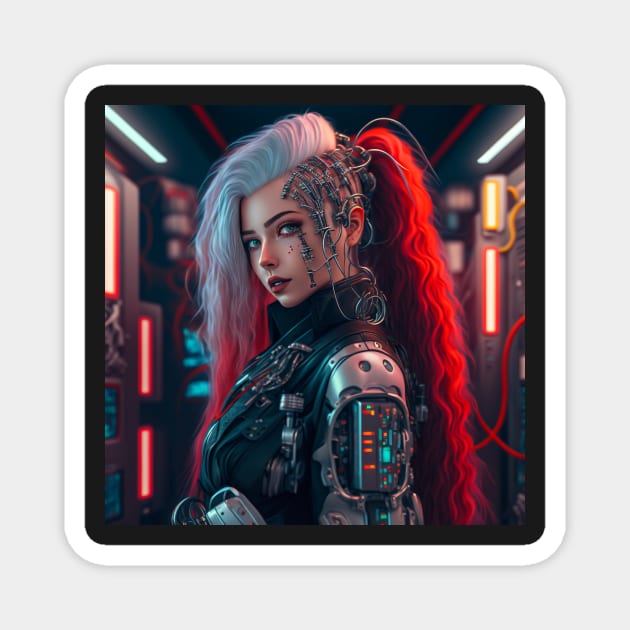 Alluring Cyberpunk Cyborg Magnet by AICreateWorlds