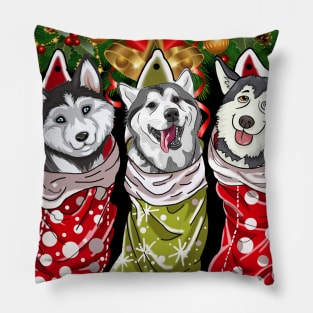 Huskies Socks Christmas Gifts Dogs Lovers Pillow