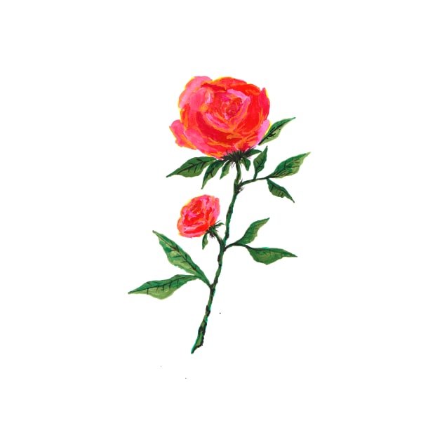 Red Rose Watercolor by ZeichenbloQ