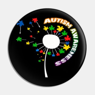 Autism T-ShirtAutism Dandelion Flower Puzzle Piece Autism Awareness Pin