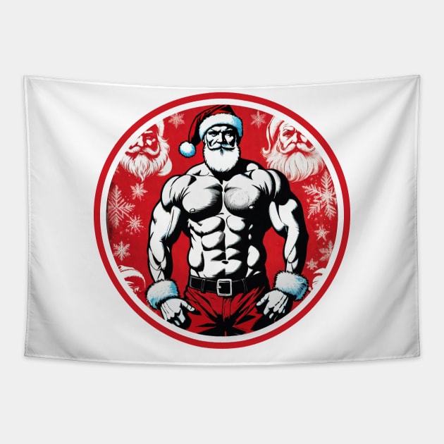 Bodybuilder Santa Claus Tapestry by muscle