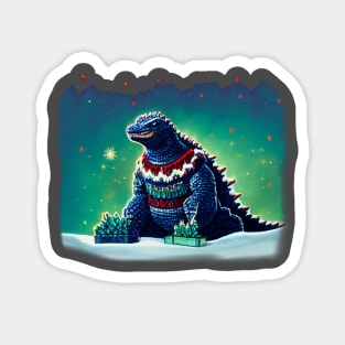 A Kaiju Christmas Magnet