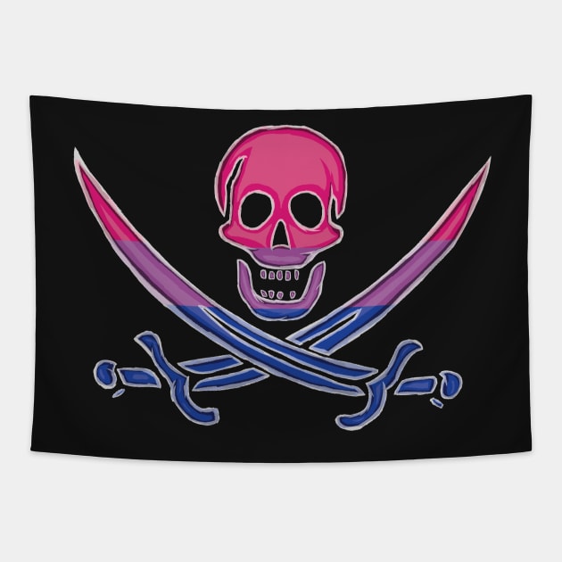 Bisexual Pirate Pride (darkMode) Tapestry by BeSmartFightDirty