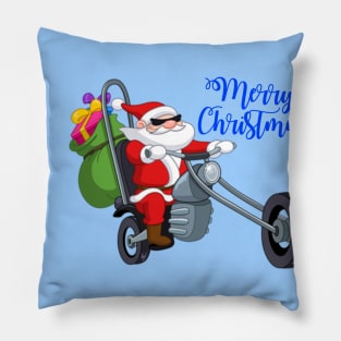 christmas motorcycle santa claus biker Pillow