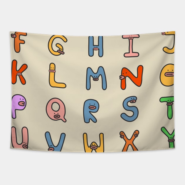 nunuu Alphabet Tapestry by uglynunuu