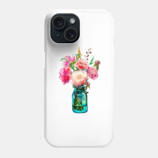 Watercolor mason jar flowers Phone Case