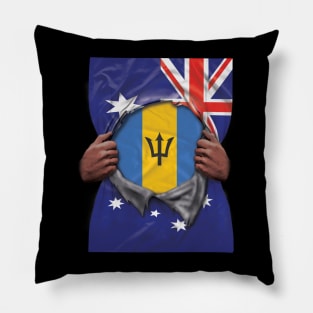 Barbados Flag Australian Flag Ripped - Gift for Barbadian From Barbados Pillow