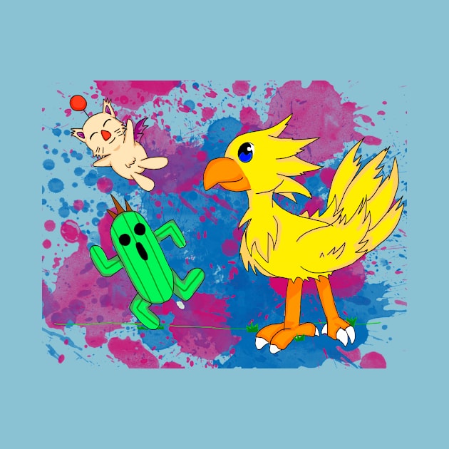 Final Pets (chocobo, moogle, cactuar) by juttatis