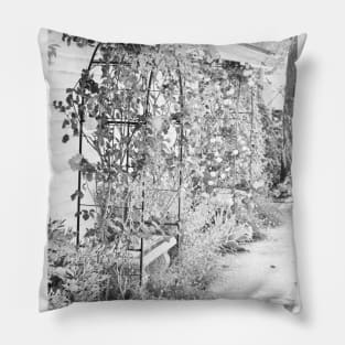 Flower Garden in Simple Gray-scale Solvang CA Pillow