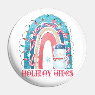 Boho Rainbow Holiday Vibes Snowman Pin