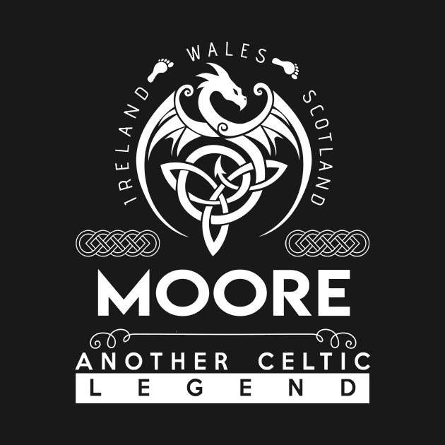 Moore Name T Shirt - Another Celtic Legend Moore Dragon Gift Item by harpermargy8920