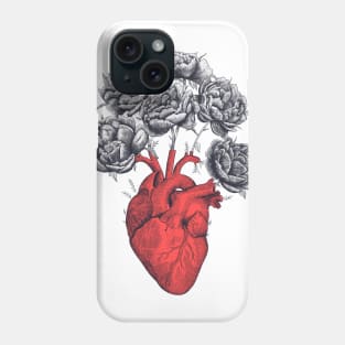 Heart with peonies Phone Case