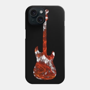 Red Flame Guitar Silhouette on White Phone Case