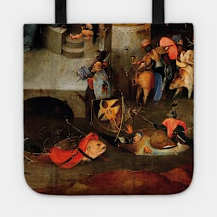 WEIRD FISH BOATS ,FISHERS IN THE DARK WATERS from Triptych of the Temptation of St. Anthony by Hieronymus Bosch Tote