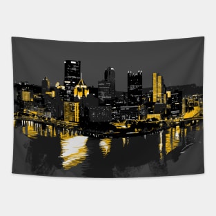 Pittsburgh Downtown Skyline Digital Painting Tapestry