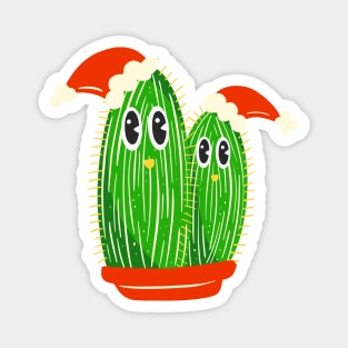 Festive Christmas Cactus Hats Magnet