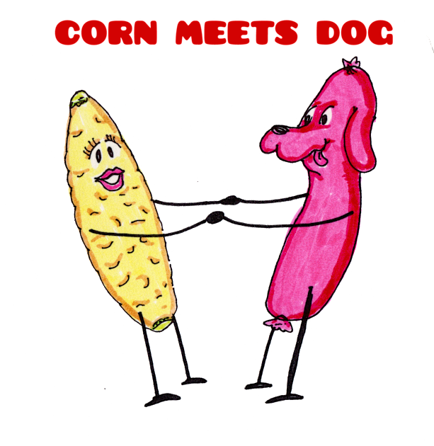 Corn Meets Dog Kids T-Shirt by ConidiArt