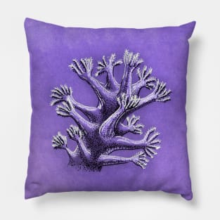 Purple Coral Line And Dots Ink Drawing Pillow