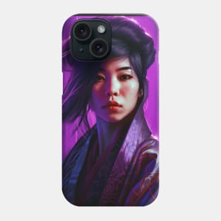 Asian Woman Wearing Purple Kimono Phone Case