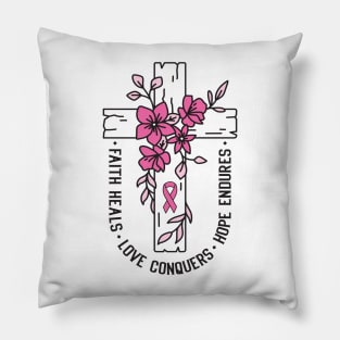 Faith Heal Christian Breast Cancer Awareness Jesus Pillow