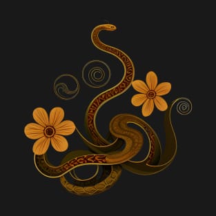 Mystical Snake Flower Illustration T-Shirt