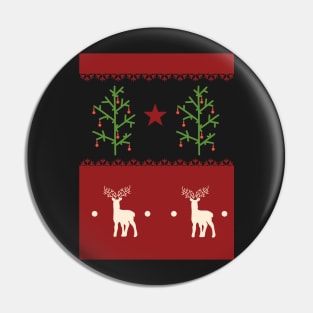 Traditional Christmas Tree Deer Scandinavian Aesthetic Pattern Pin