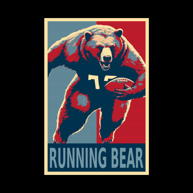 Running Bear (Back) American Football Bear HOPE by DesignArchitect