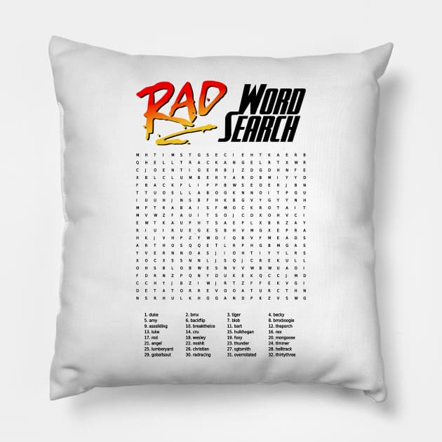 RAD Movie Word Search Pillow by Hucker Apparel