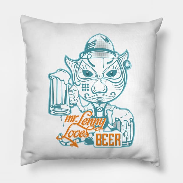 mr.Lenny loves beer / white_blue Pillow by mr.Lenny Loves ...