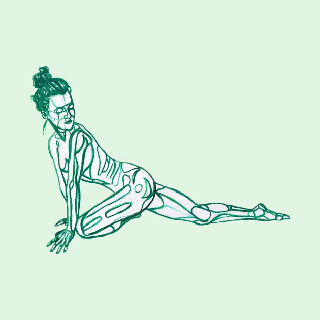 Pigeon Pose in Green by Celeste 