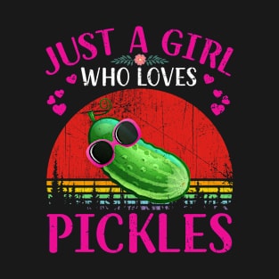 Retro Just A Girl Who Loves Pickles T-Shirt